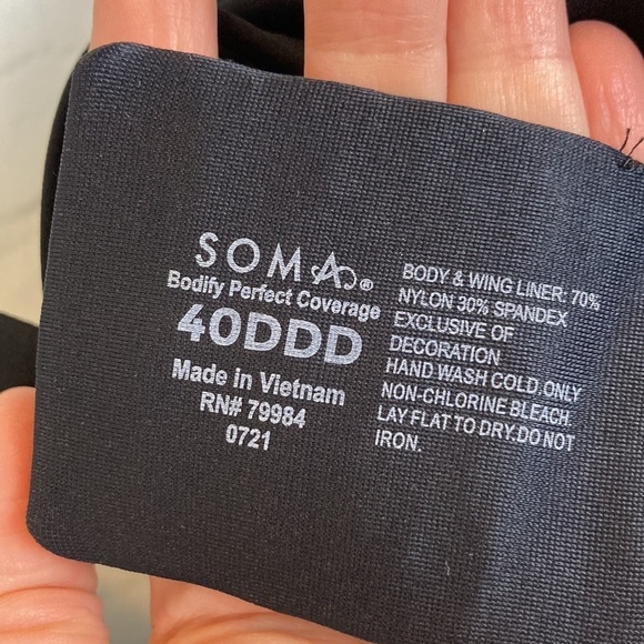 Soma NWT Bodify Perfect Coverage Bra 40DDD Black T-Shirt Underwire Adjustable - Picture 9 of 16
